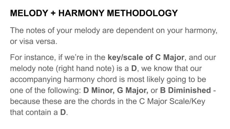 Melody Harmony Methodolgy